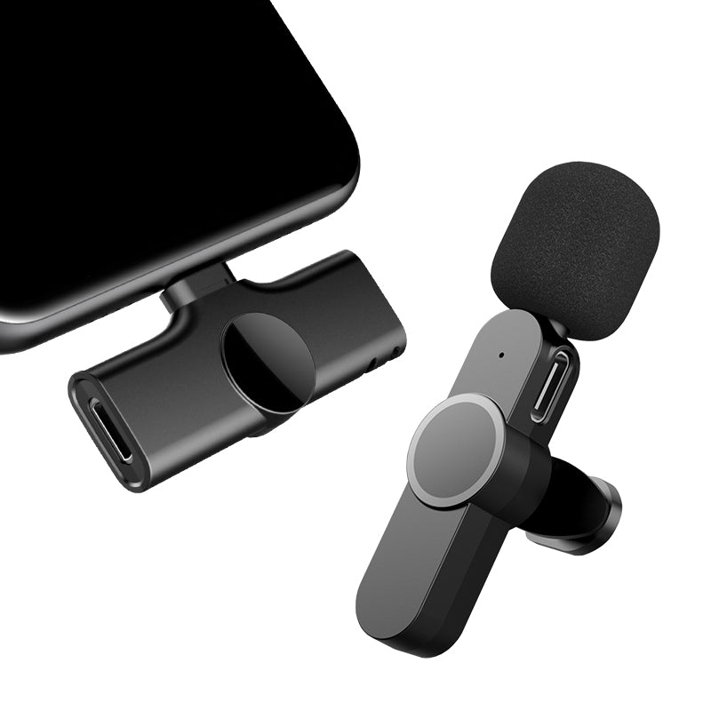 K8 Wireless Lavalier Microphone transmitter close-up with clip