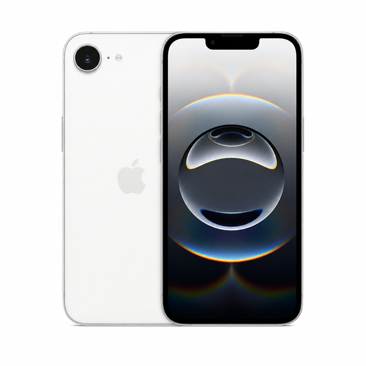 Apple iPhone 16e 128GB - White variant front and back