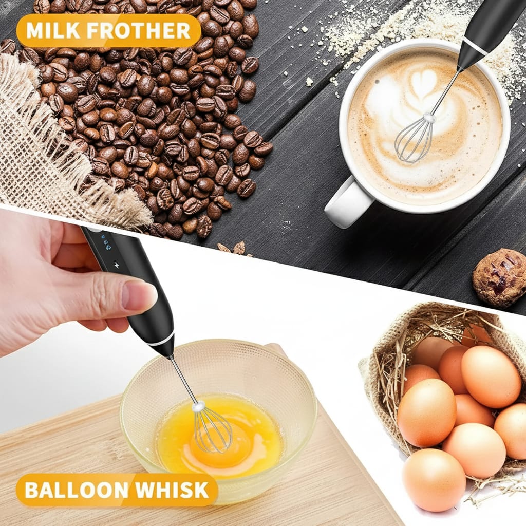 2-in-1 Electric Coffee Frother & Egg Beater | USB Rechargeable