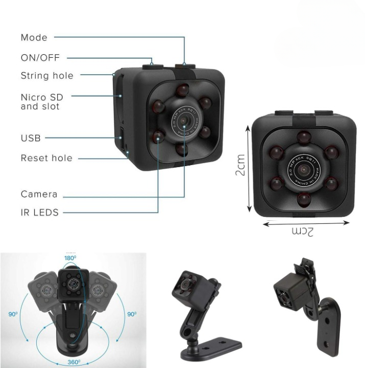 SQ6 Mini HD Security Camera | Night Vision & Dual Stands