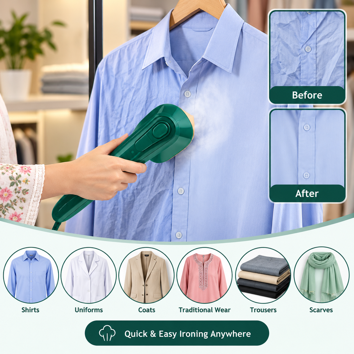 Mini Steam Iron for Clothes Portable Dry & Wet Travel Iron