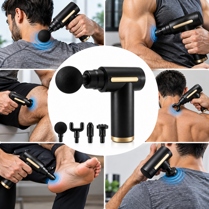 Smart Massage Gun with 4 Heads | Quiet Muscle Massager 3200RPM