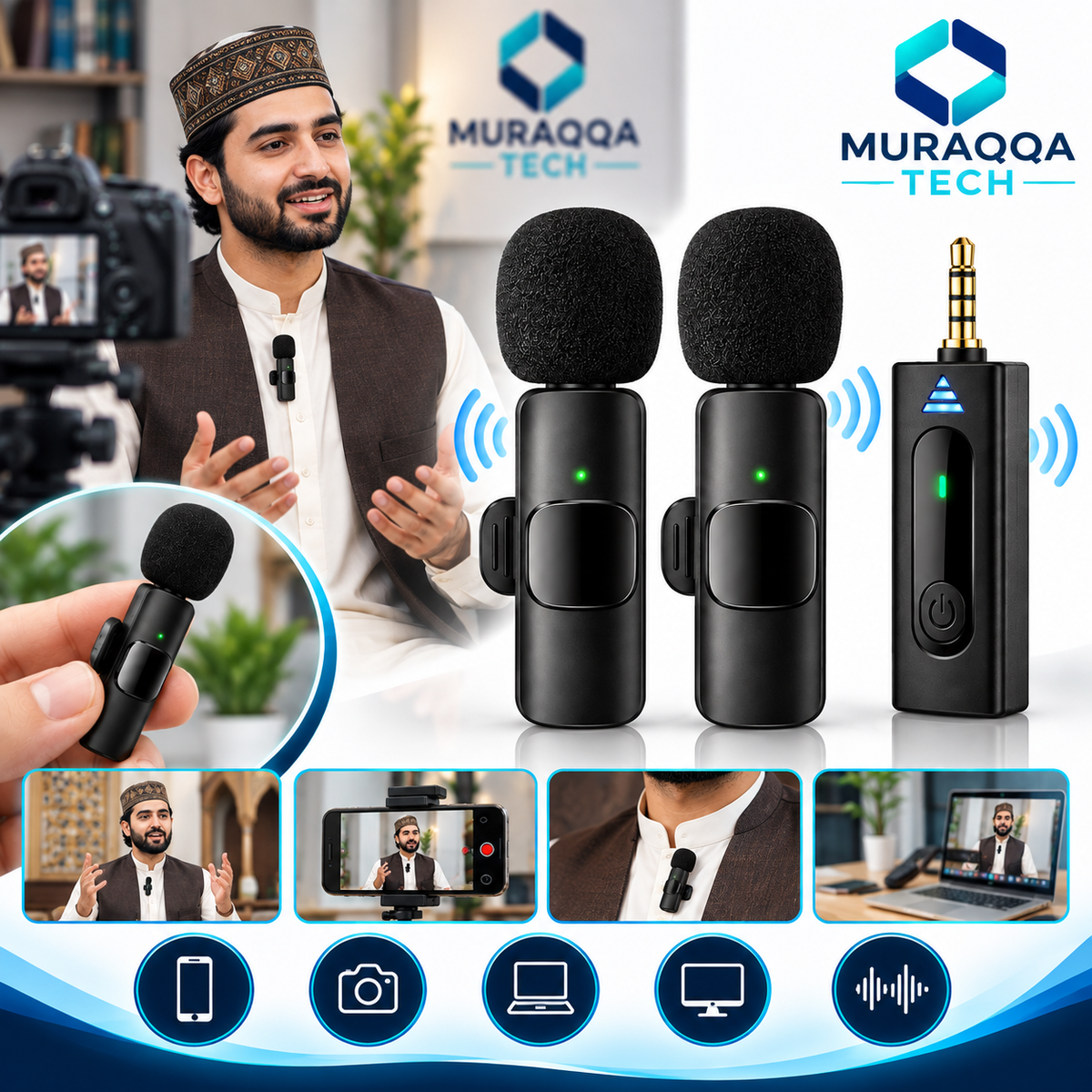 K35 Wireless Dual Mic 2-Person Mobile & Camera Microphone