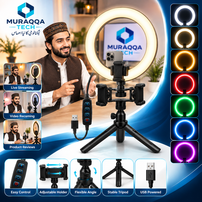 K316 LED Ring Light Phone Stand | Multi-Position Bracket