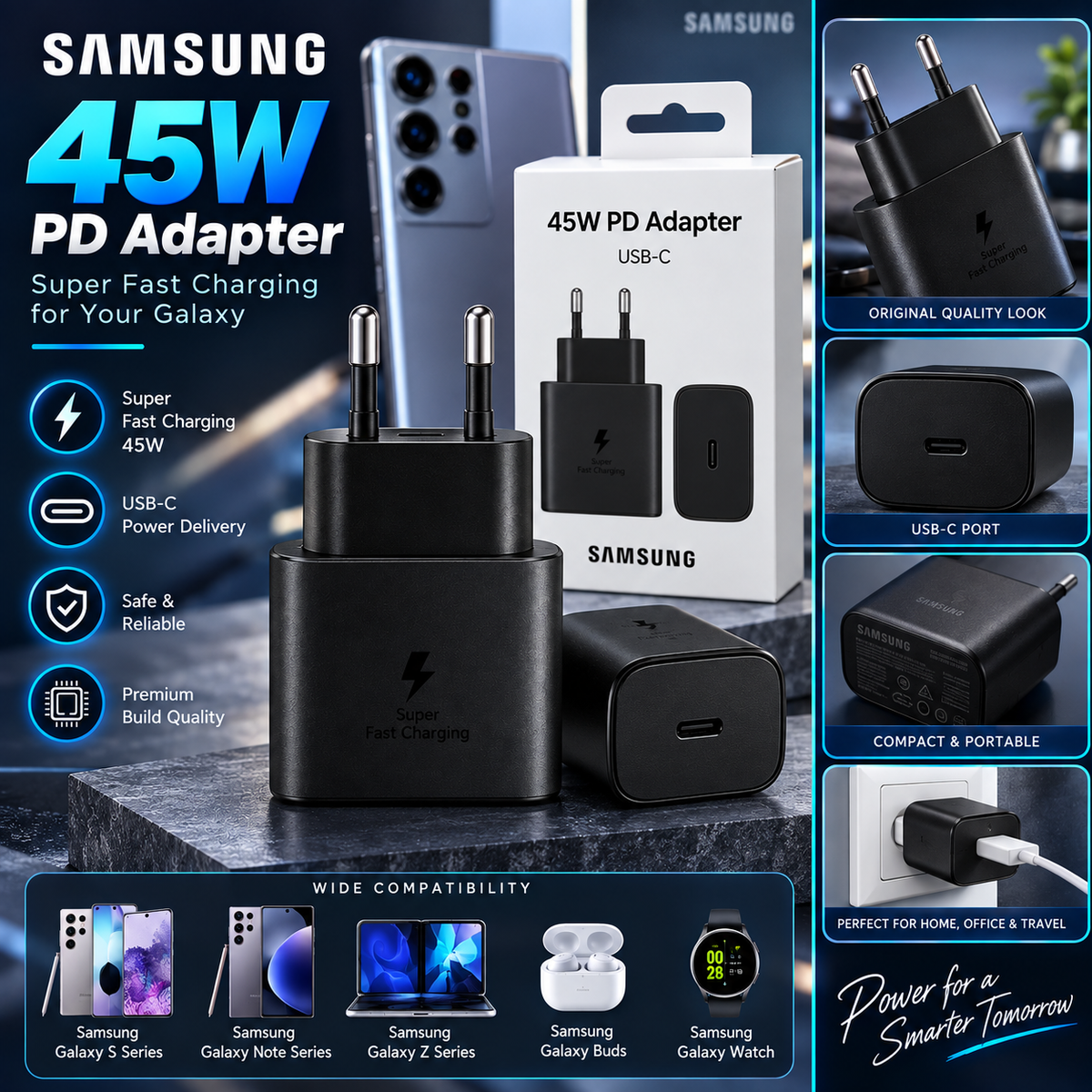 Samsung 45W PD Super Fast Charger | USB-C Fast Charging Adapter