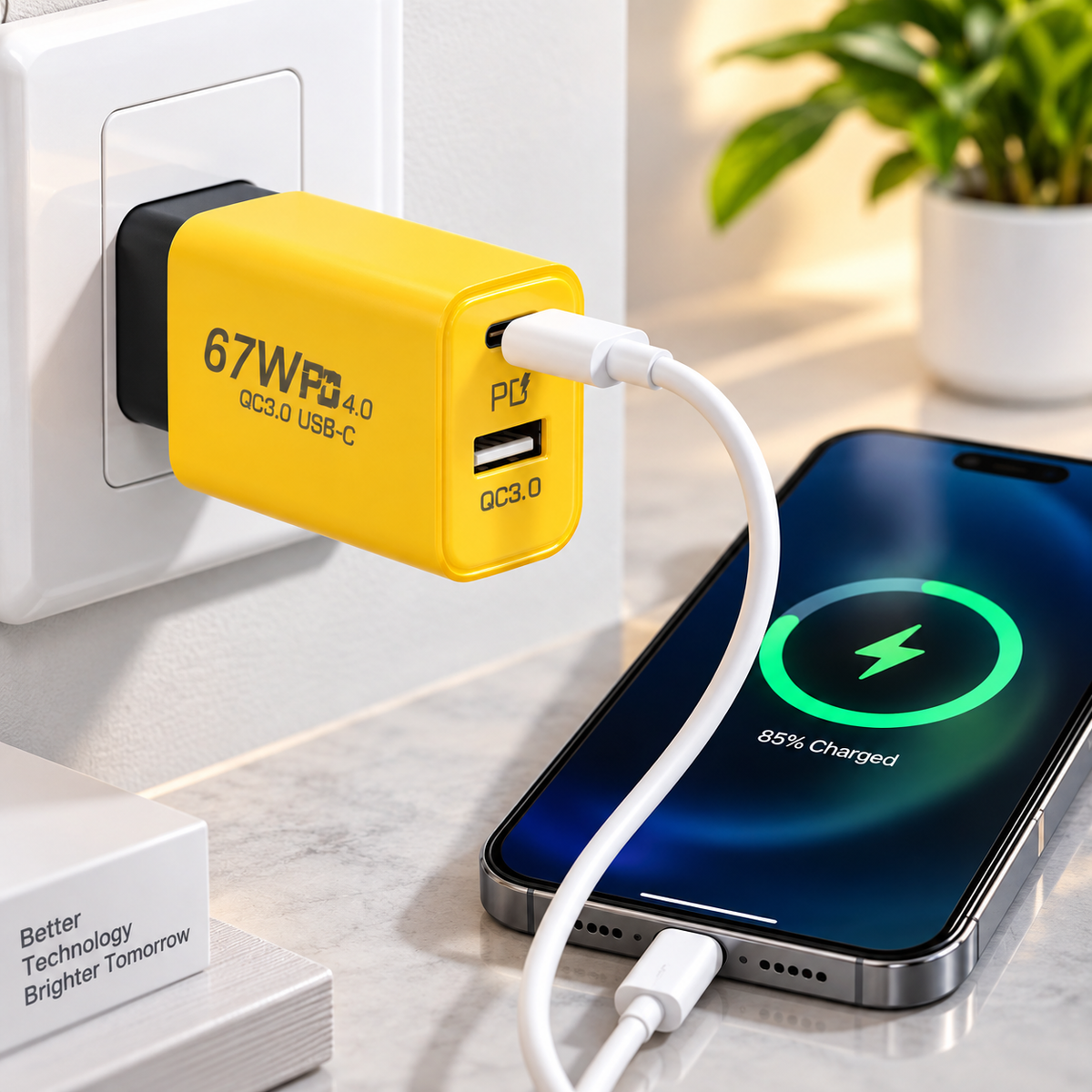 67W PD 4.0 QC3.0 USB-C Fast Charger | High-Speed Adapter