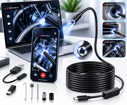 3-in-1 3.5M HD Endoscope Inspection Camera | Type-C, Micro USB & USB