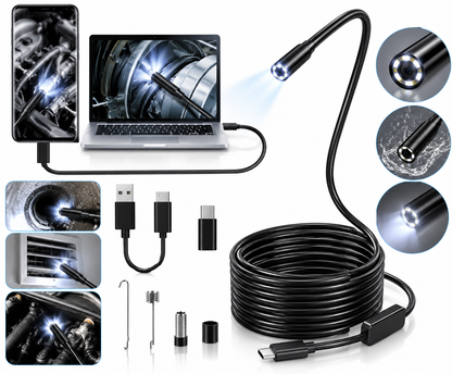 3-in-1 3.5M HD Endoscope Inspection Camera | Type-C, Micro USB & USB