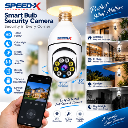 Speed-X SP-E27 WiFi Bulb Camera 1080P 360° Security Camera
